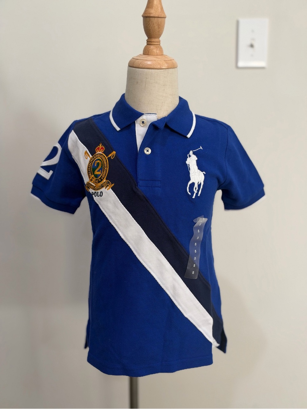NEW Polo Ralph Lauren Kids Big Pony crest Polo shirt blue size 5